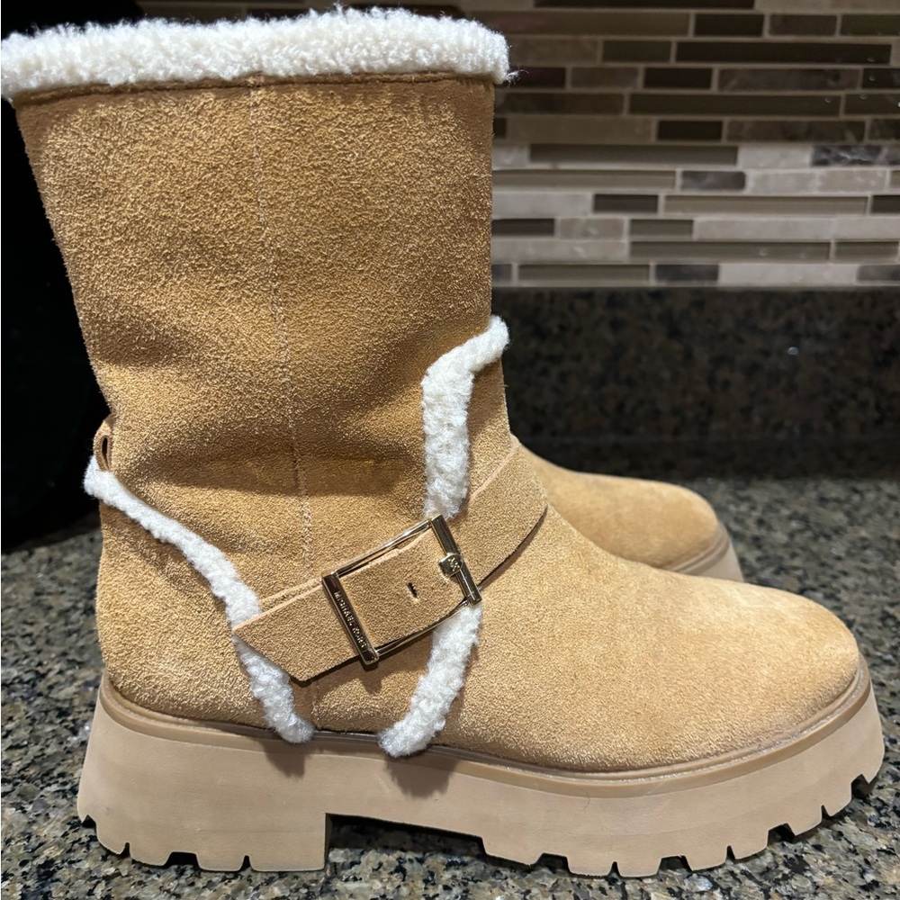 Michael Kors Tan Winter Boots with faux Shearling Trim